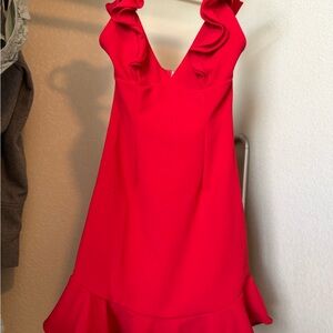 Elegant Red Ruffle Dress